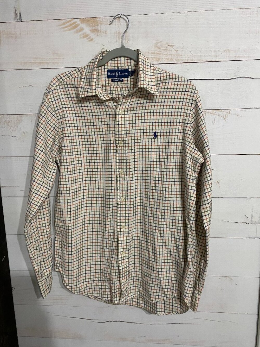 Ralph Lauren Classic Fit Plaid Button Down Shirt Multicolored Tattersall 15 M